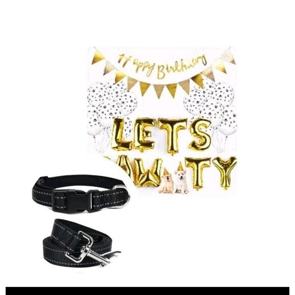 Dog Birthday Party Supplies Paw Print Balloons w Neoprene Padded Collar/Leash - Picture 1 of 12